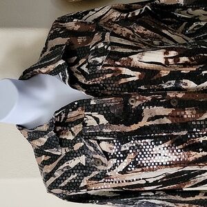 Vintage Sparkle Disco Style Jacket by Elementz black brown cream size L